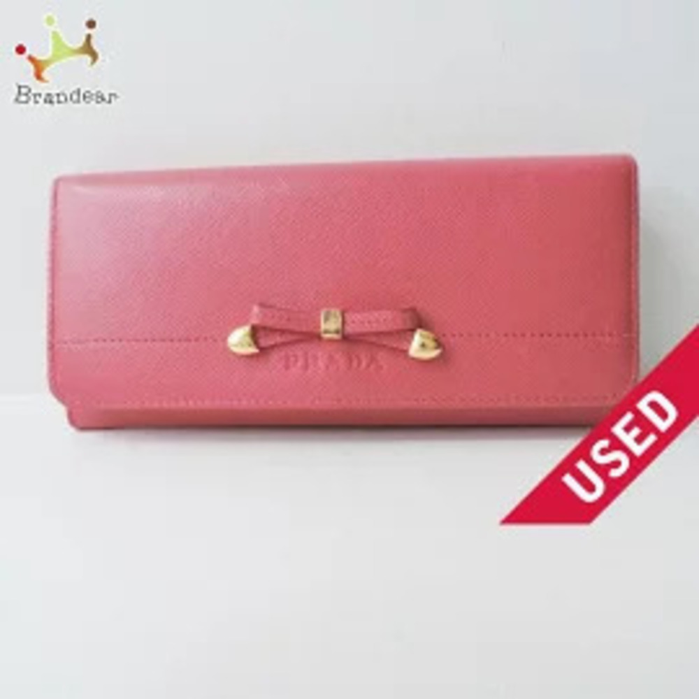 Prada Long Wallet Ribbon Pink Leather